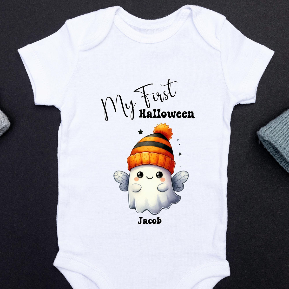 My First Halloween Boo White Custom Baby Vest