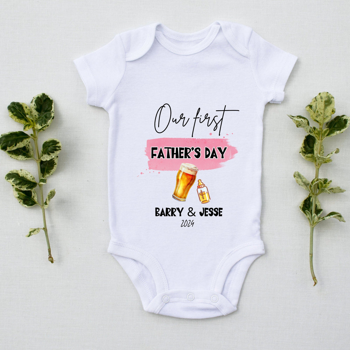Personalised Our First Father's Day Drinking T Shirt