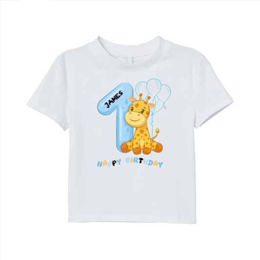 Personalised First Birthday Giraffe Baby Bodysuit