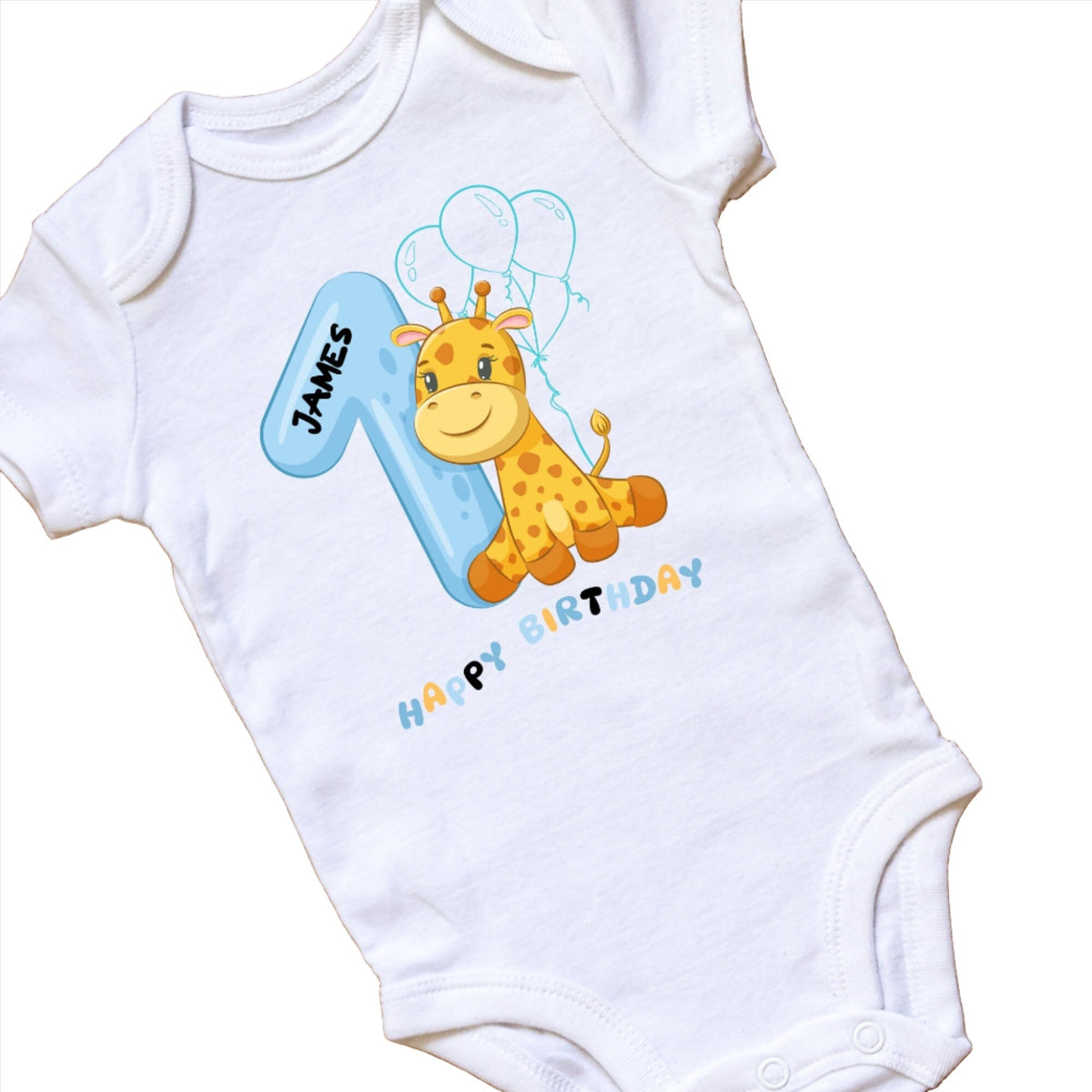 Personalised First Birthday Giraffe Baby Bodysuit