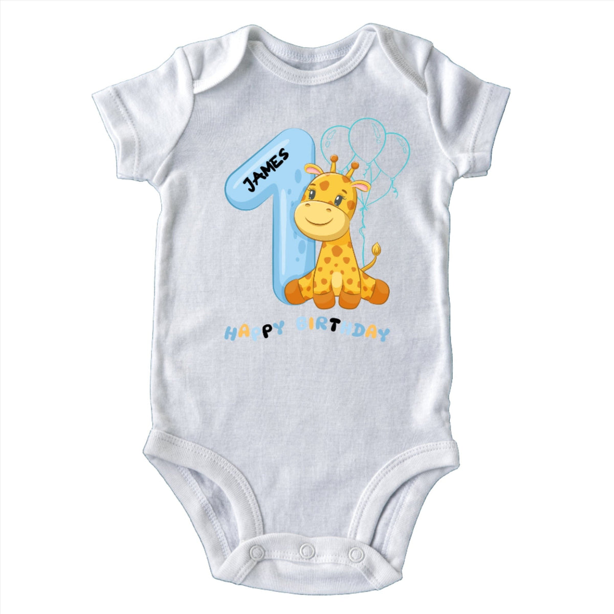 Personalised First Birthday Giraffe Baby Bodysuit