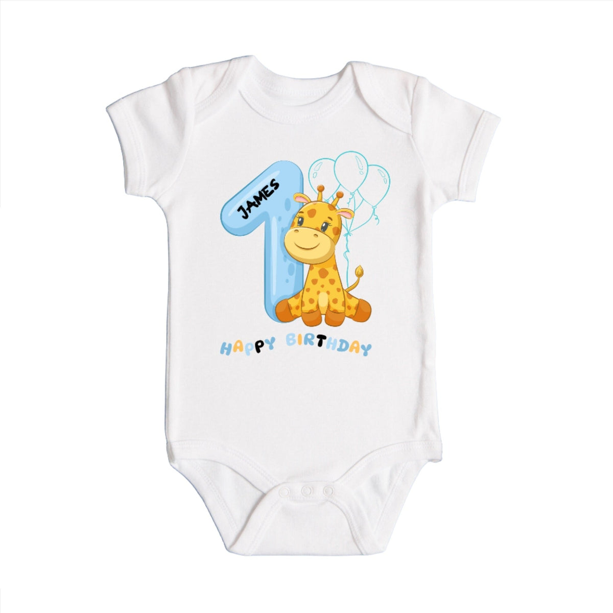 Personalised First Birthday Giraffe Baby Bodysuit