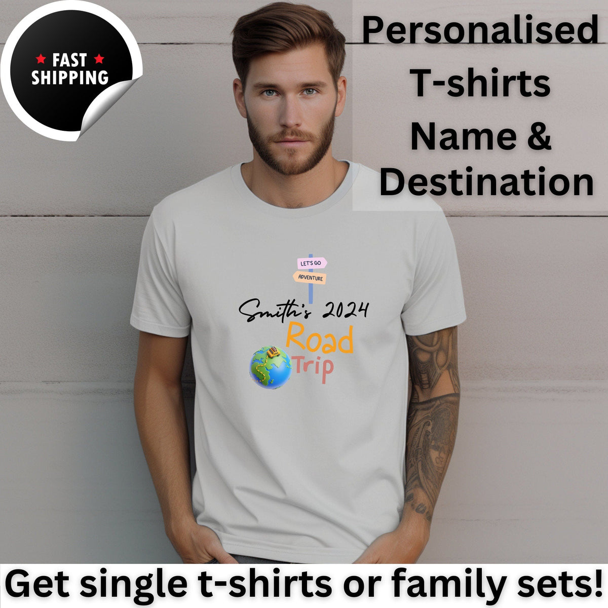 Personalised Family Road Trip World Map T Shirt