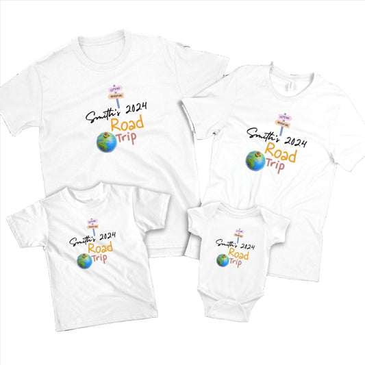 Personalised Family Road Trip World Map T Shirt