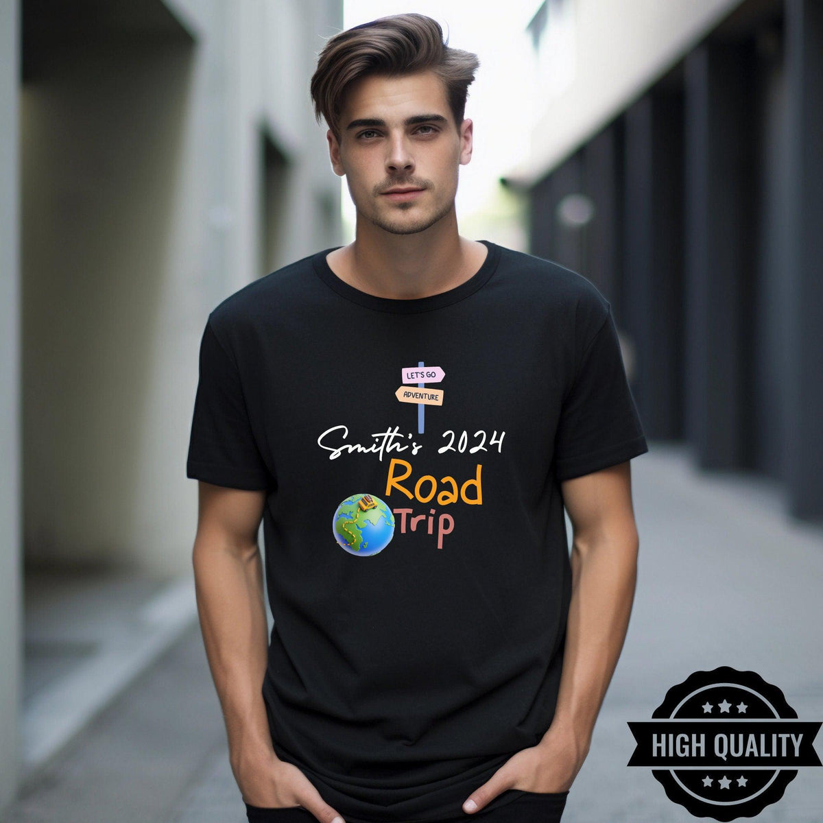 Personalised Family Road Trip World Map T Shirt
