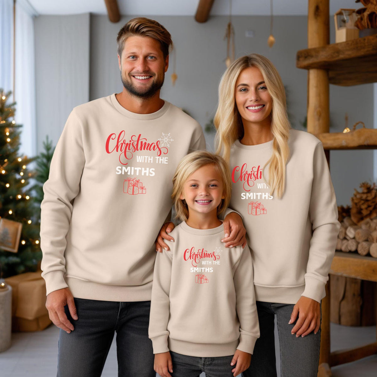 Custom Christmas Snowflake Gift Box Family Sweatshirts
