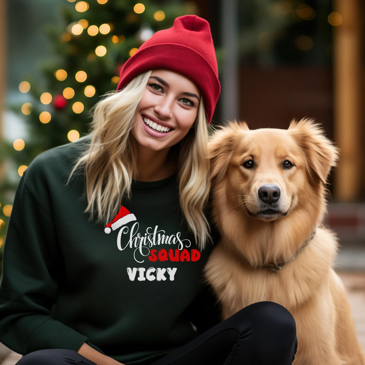 Custom Christmas Squad Santa Hat Sweatshirt