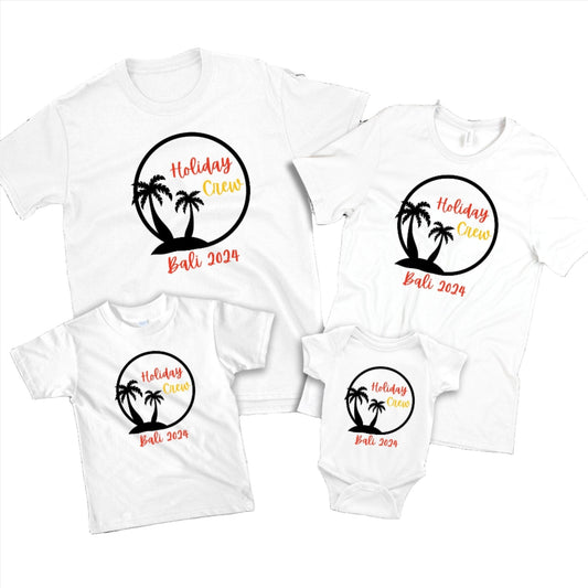 Custom Holiday Crew Circle Palm Tree T Shirt