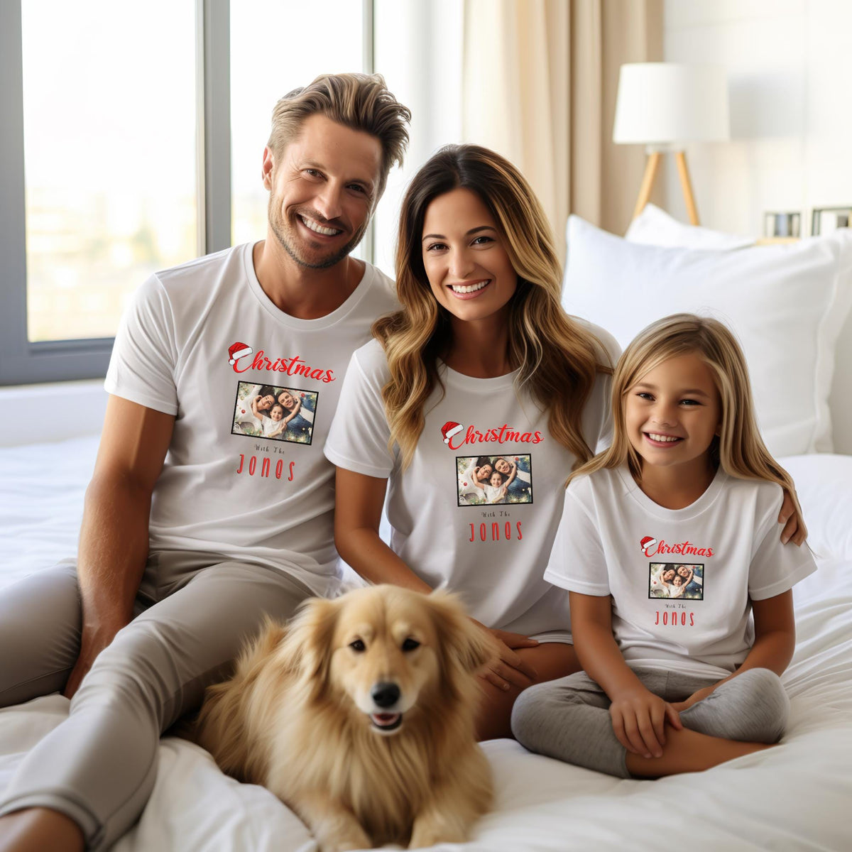 Family Christmas With The T-Shirts With Custom Photo