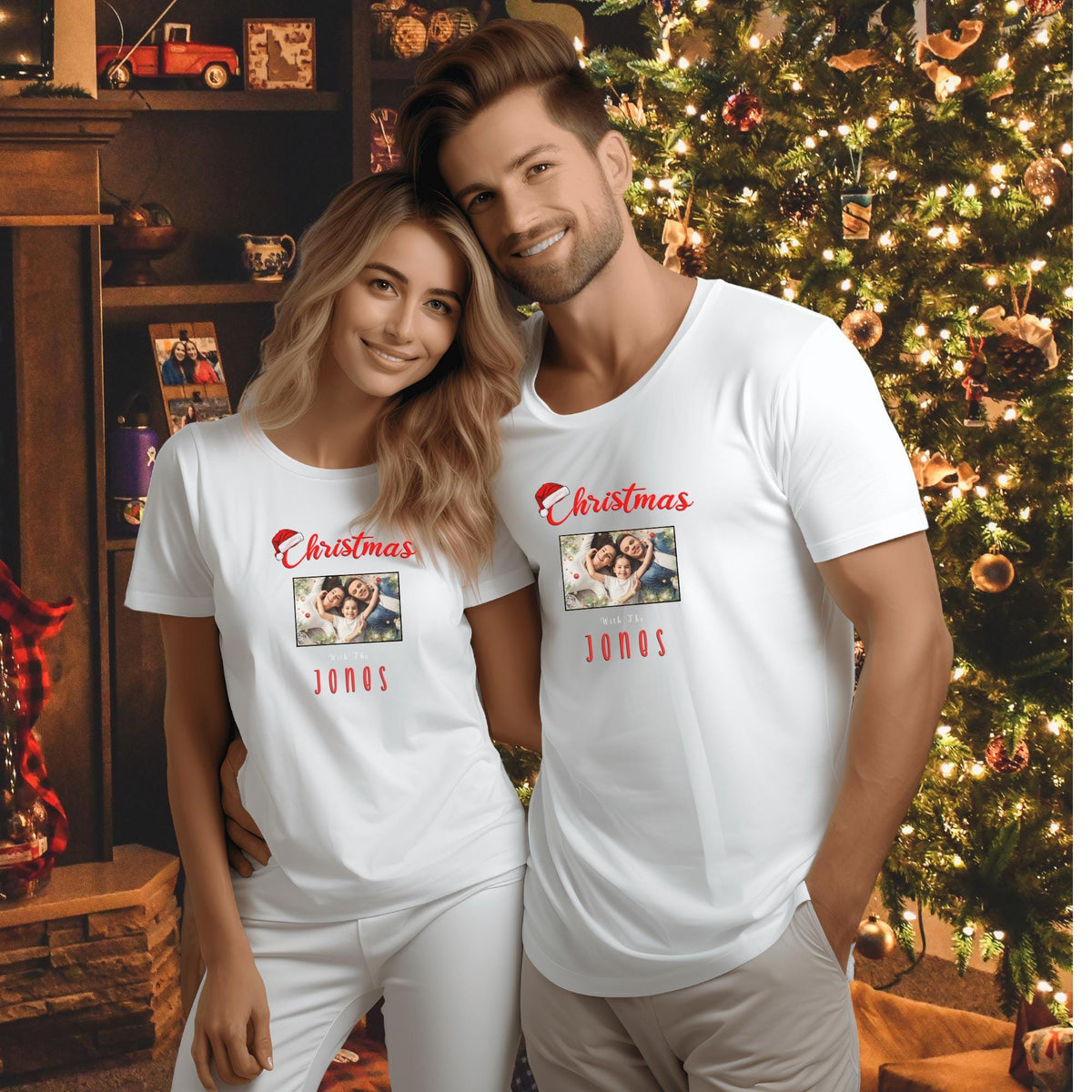 Family Christmas With The T-Shirts With Custom Photo