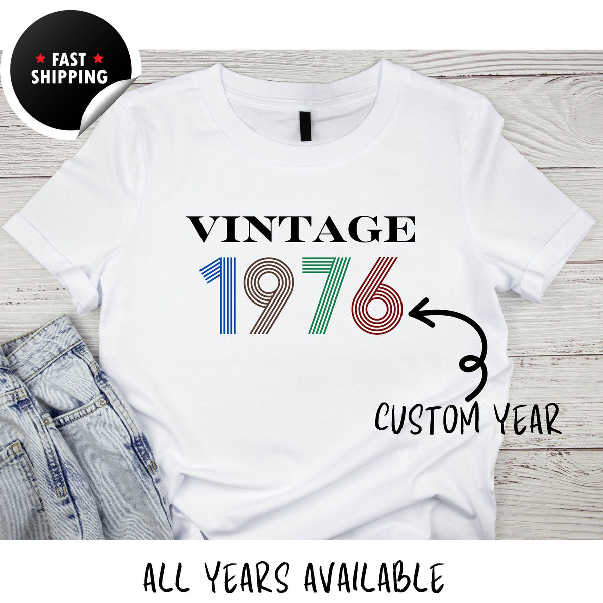 Custom Vintage Year Shirt, Custom Year Shirt, Unisex Short Sleeved Shirt, Personalised Any Year Tee, Custom Printed Tee, Birthday Gift Shirt