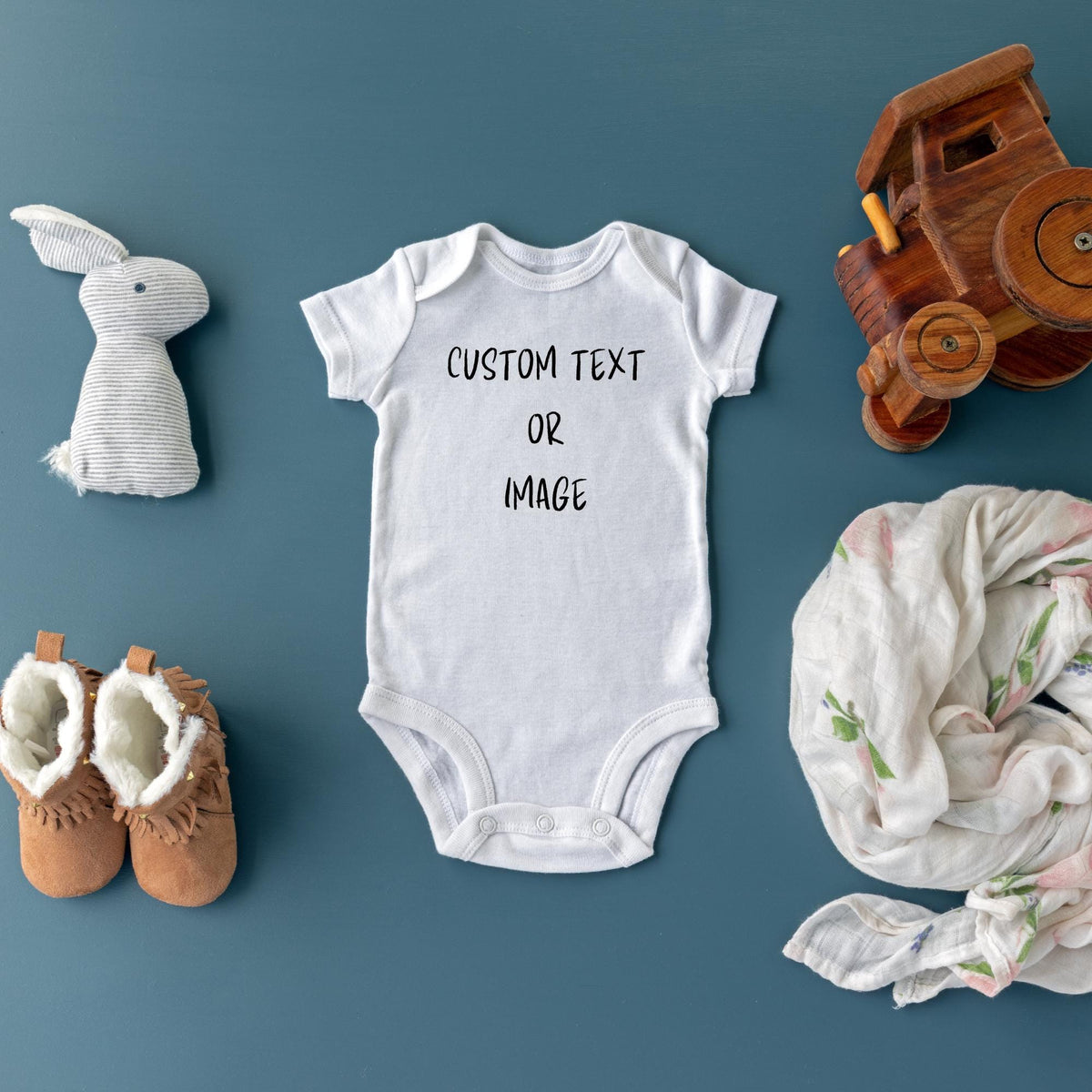 Personalised Baby Bodysuit with Image and Text, Custom Baby Onesies, Personalised Newborn Bodysuit, Text Bodysuit, Custom Image Bodysuit