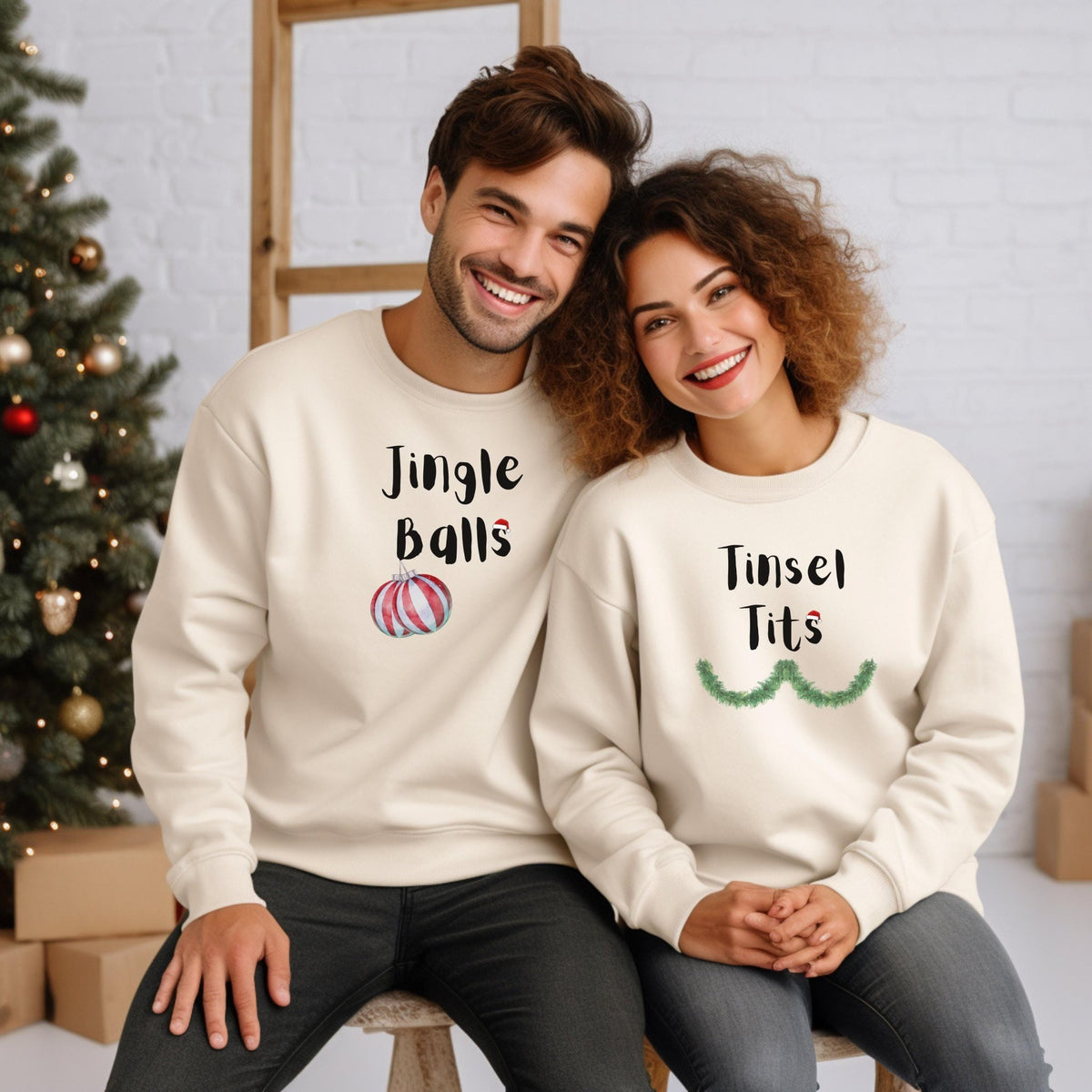 Jingle Balls and Tinsel Tits Quotes Couple Sweatshirts