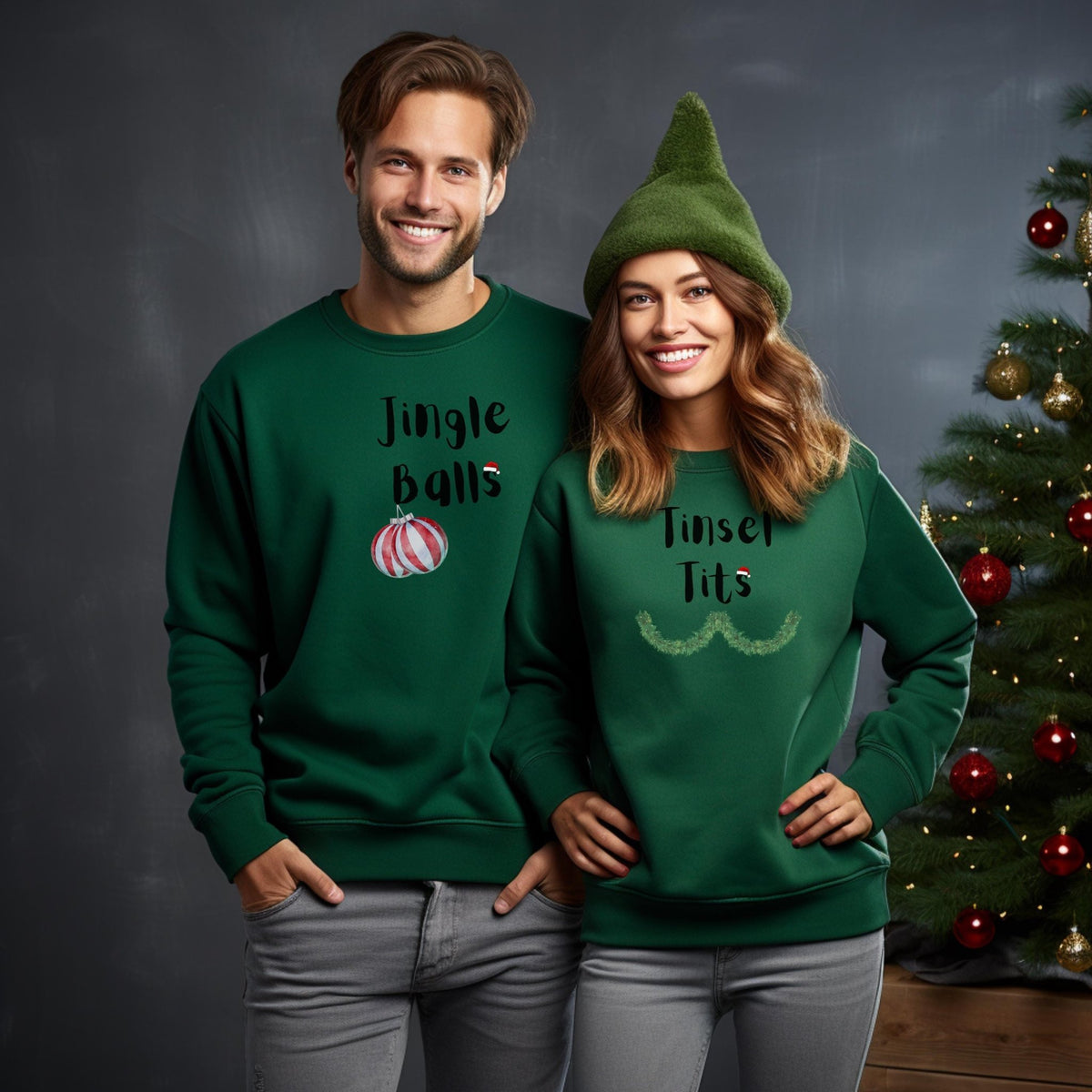 Jingle Balls and Tinsel Tits Quotes Couple Sweatshirts