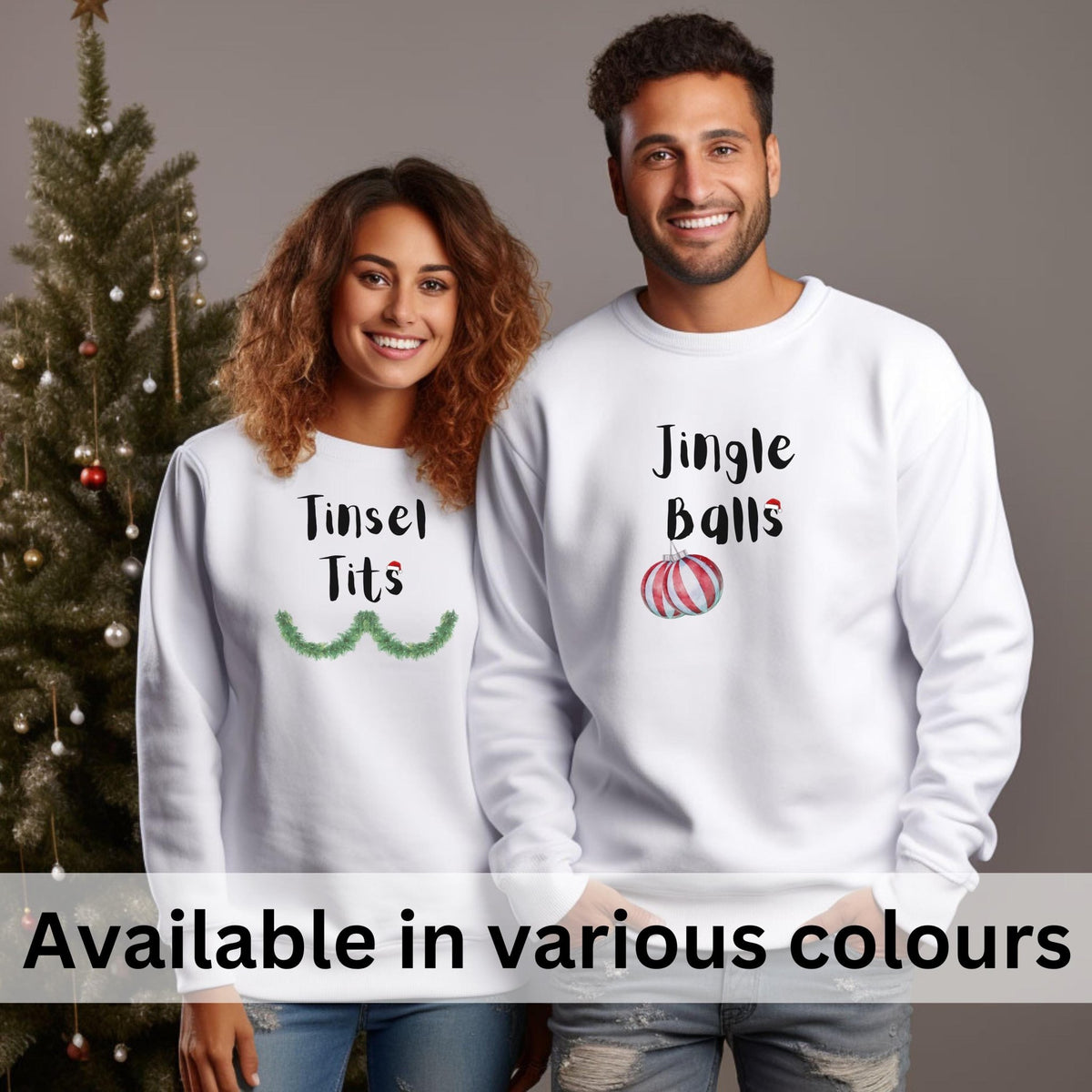 Jingle Balls and Tinsel Tits Quotes Couple Sweatshirts
