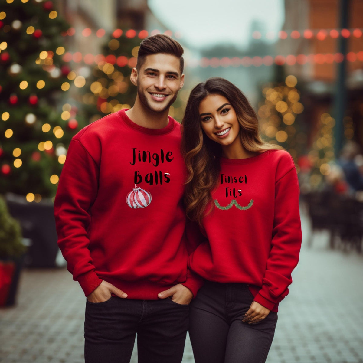 Jingle Balls and Tinsel Tits Quotes Couple Sweatshirts