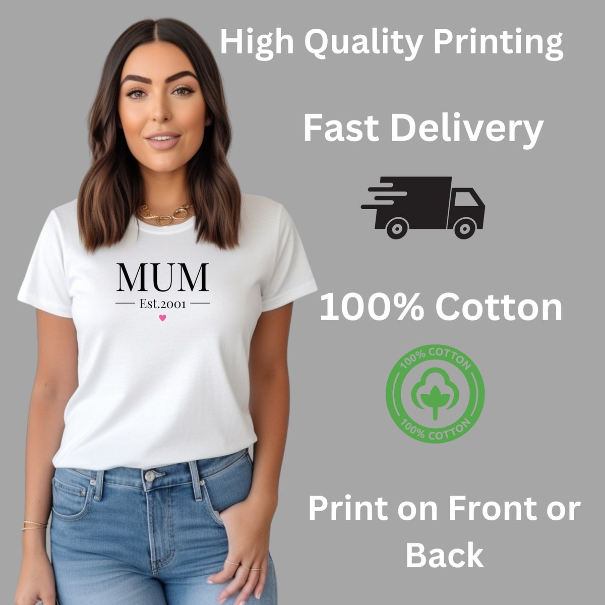 Mum Est 2001 Heart Love T Shirt