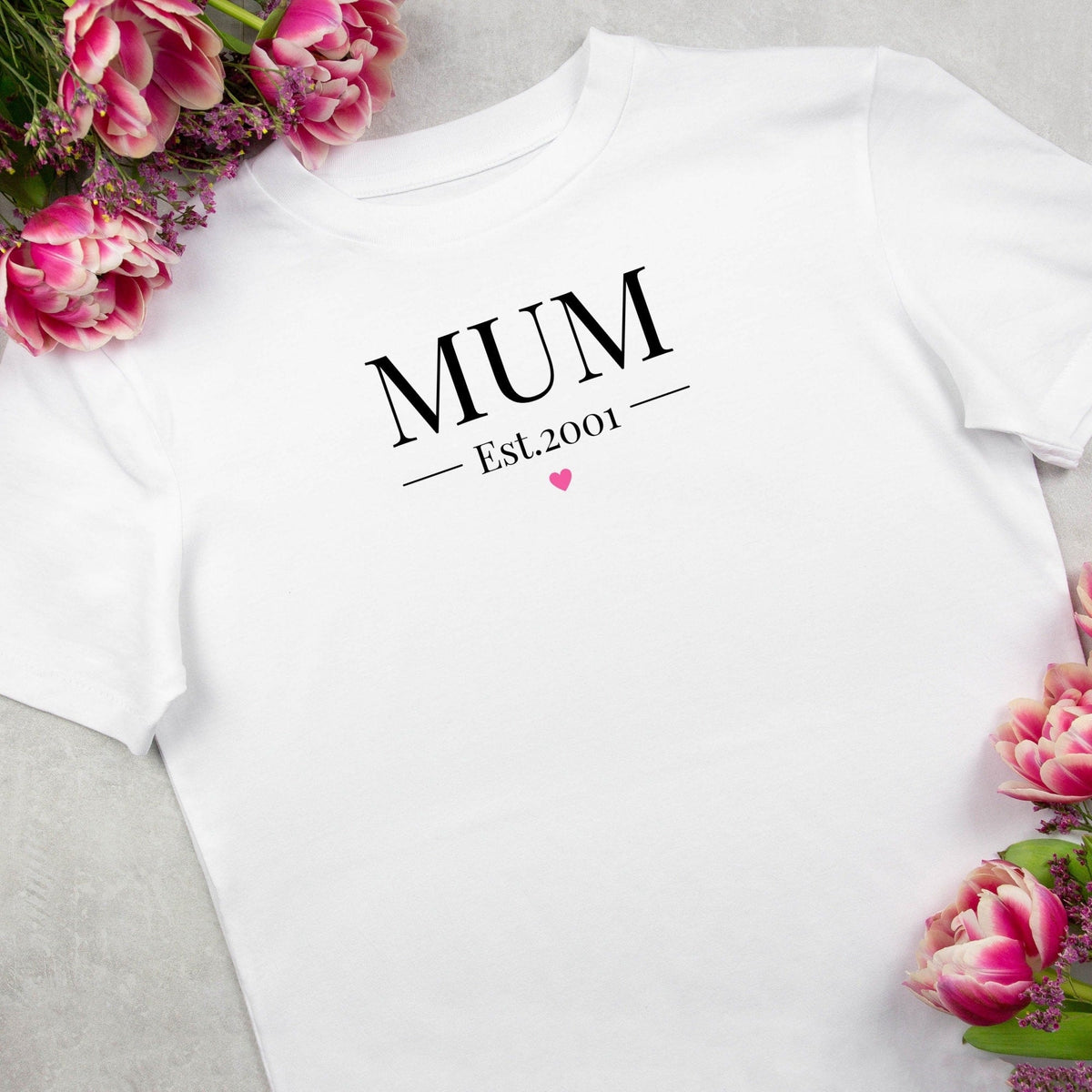 Mum Est 2001 Heart Love T Shirt