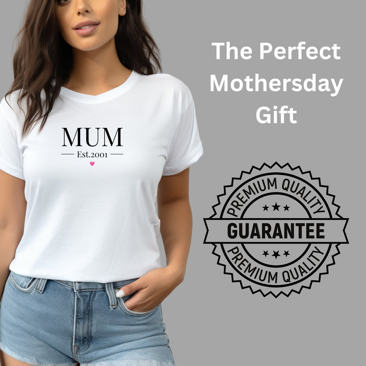 Mum Est 2001 Heart Love T Shirt