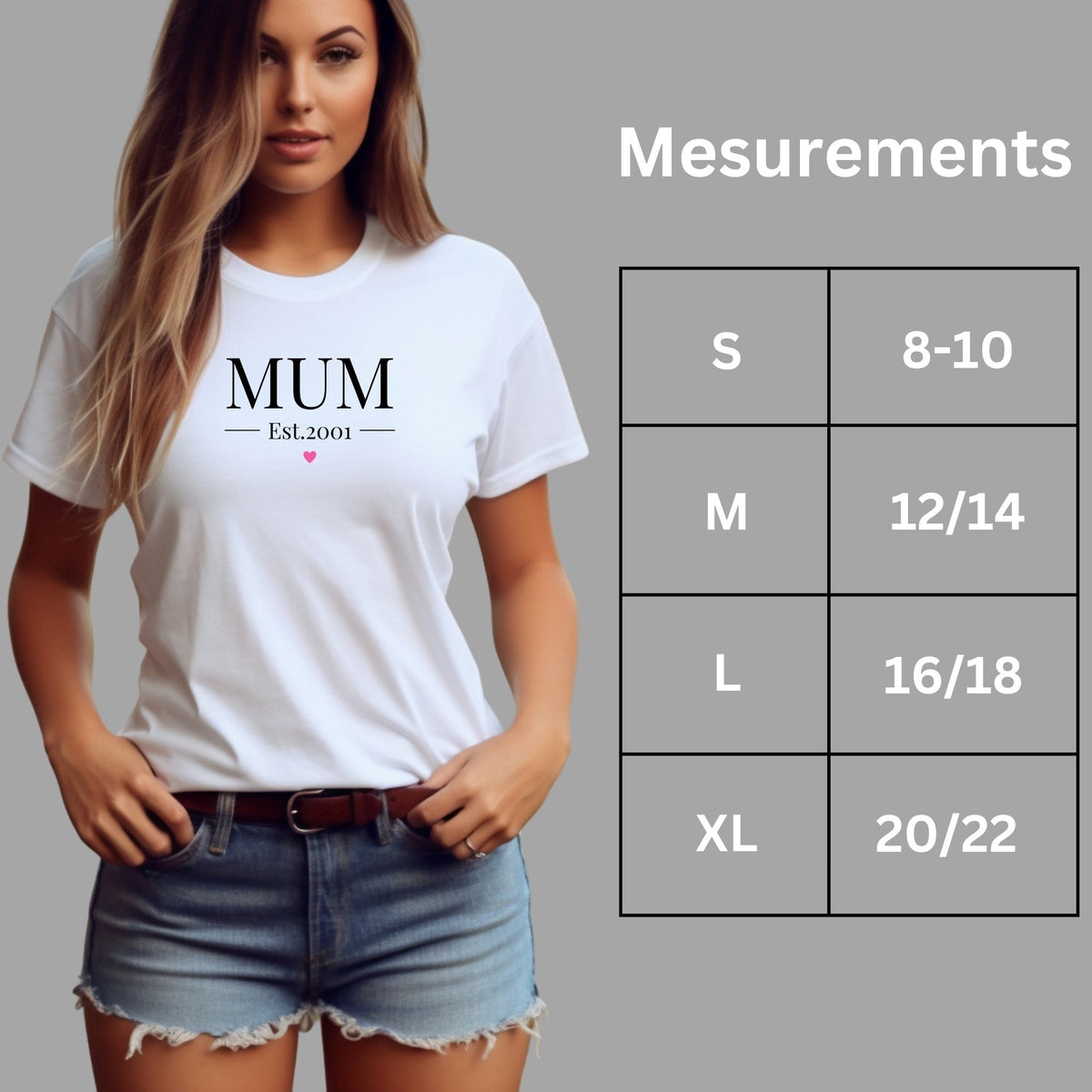 Mum Est 2001 Heart Love T Shirt