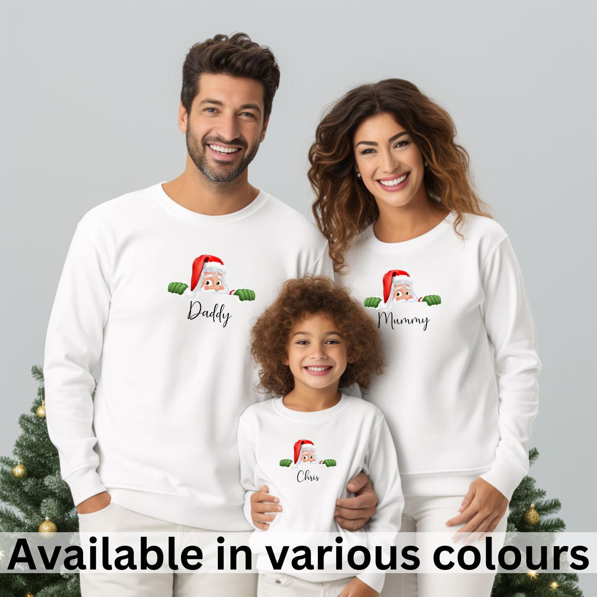 Personalised Peeping Santa Face Christmas Sweatshirts