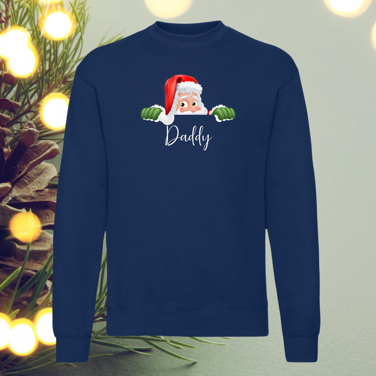 Personalised Peeping Santa Face Christmas Sweatshirts