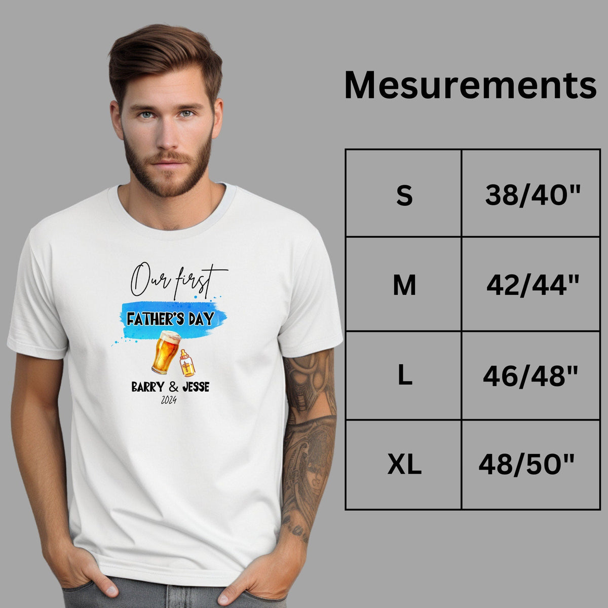 Personalised Our First Father's Day Drinking T Shirt