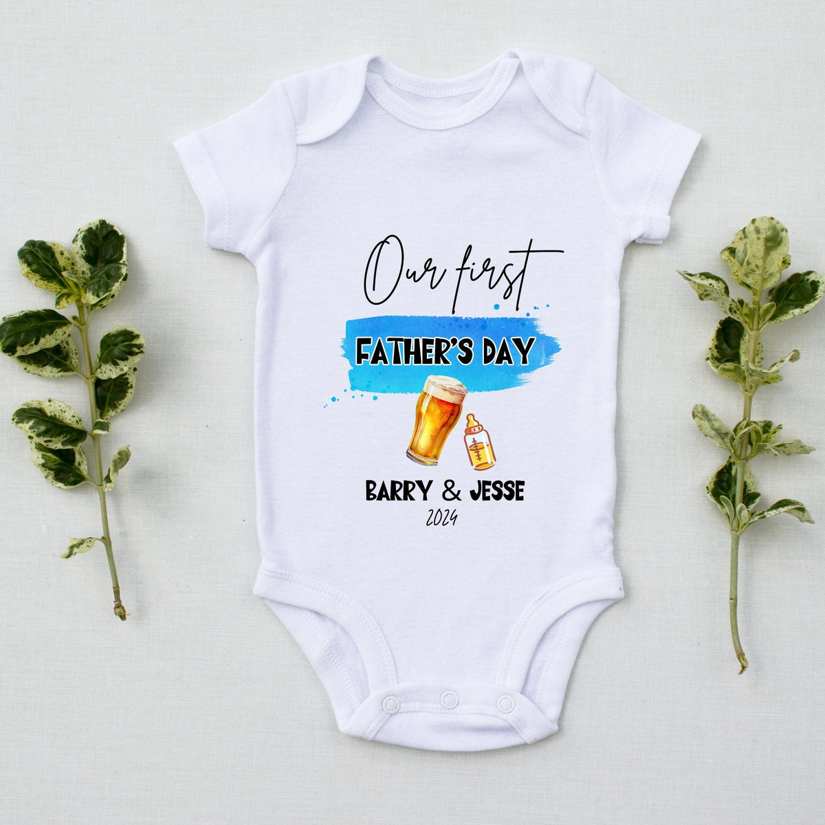 Personalised Our First Father's Day Drinking T Shirt