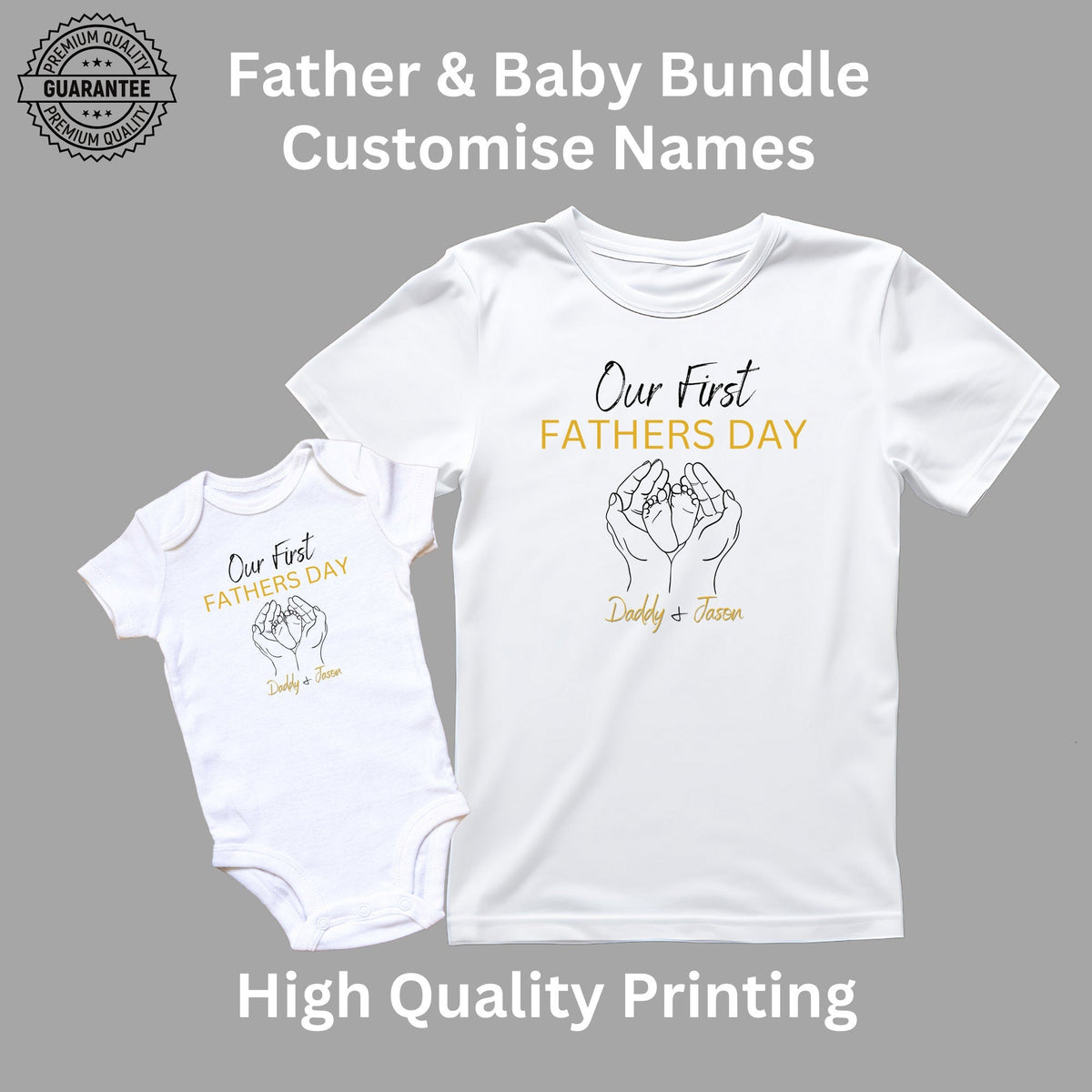 Personalised Our First Father's Day Hand Feet Shirts