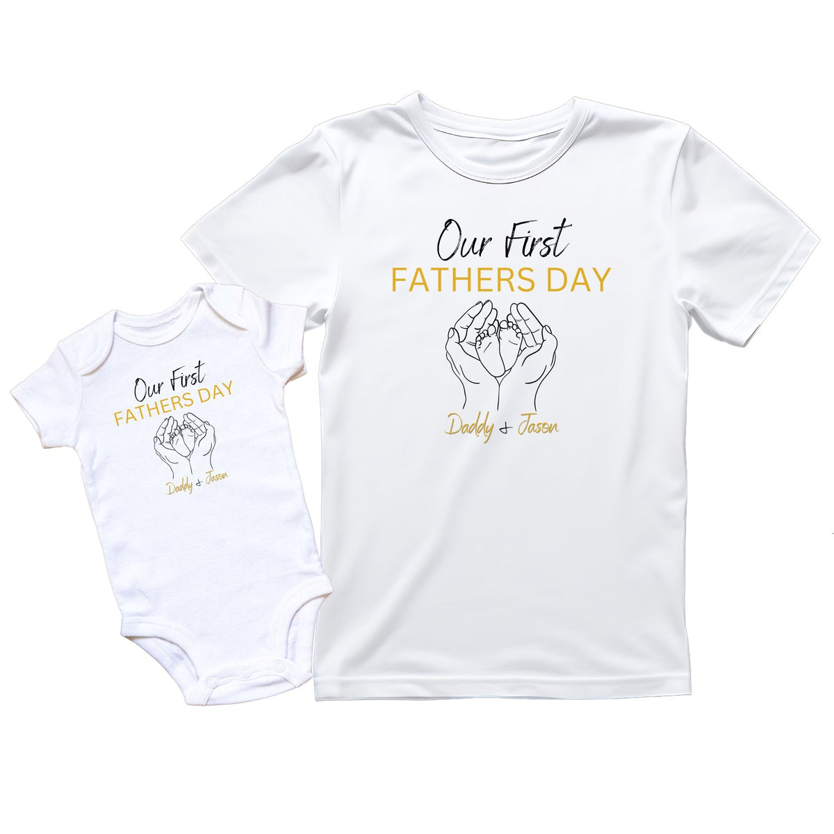 Personalised Our First Father's Day Hand Feet Shirts