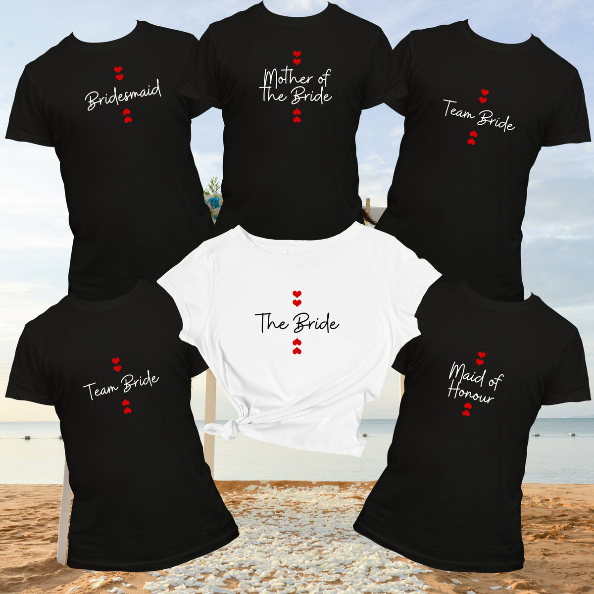 Personalised Hen Party Double Heart T Shirts