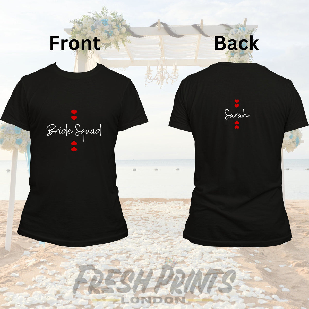 Personalised Hen Party Double Heart T Shirts