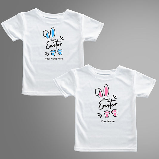 Personalised Happy Easter Cute Bunny Ears T-Shirt