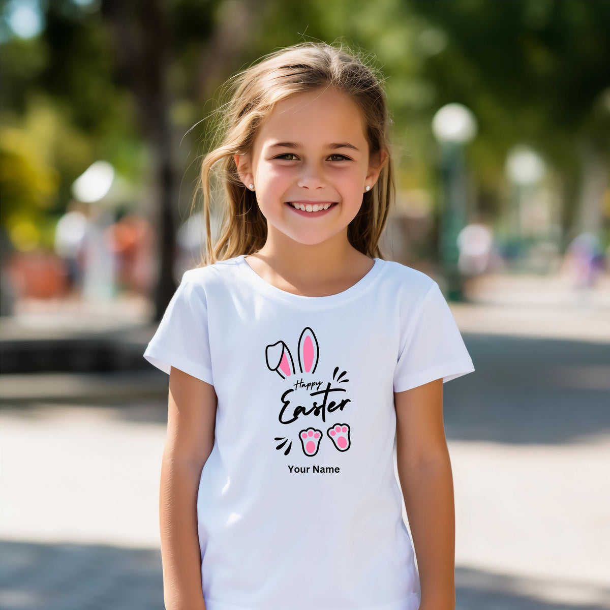 Personalised Happy Easter Cute Bunny Ears T-Shirt