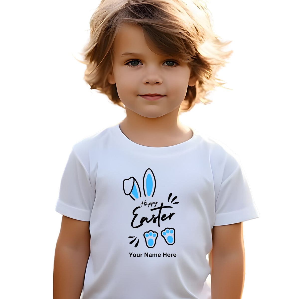 Personalised Happy Easter Cute Bunny Ears T-Shirt