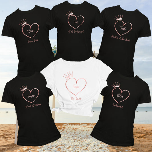 Personalised Heart and Crown Bride T Shirt