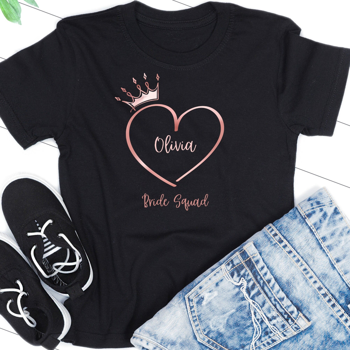 Personalised Heart and Crown Bride T Shirt
