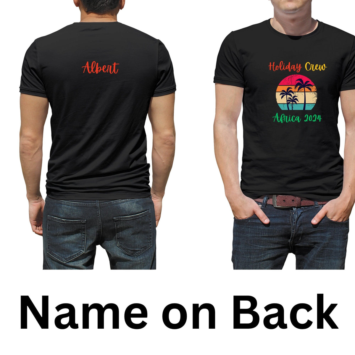 Personalised Holiday Crew Tropical Palm Trees T shirt