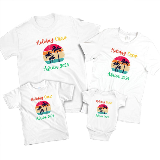 Personalised Holiday Crew Tropical Palm Trees T shirt
