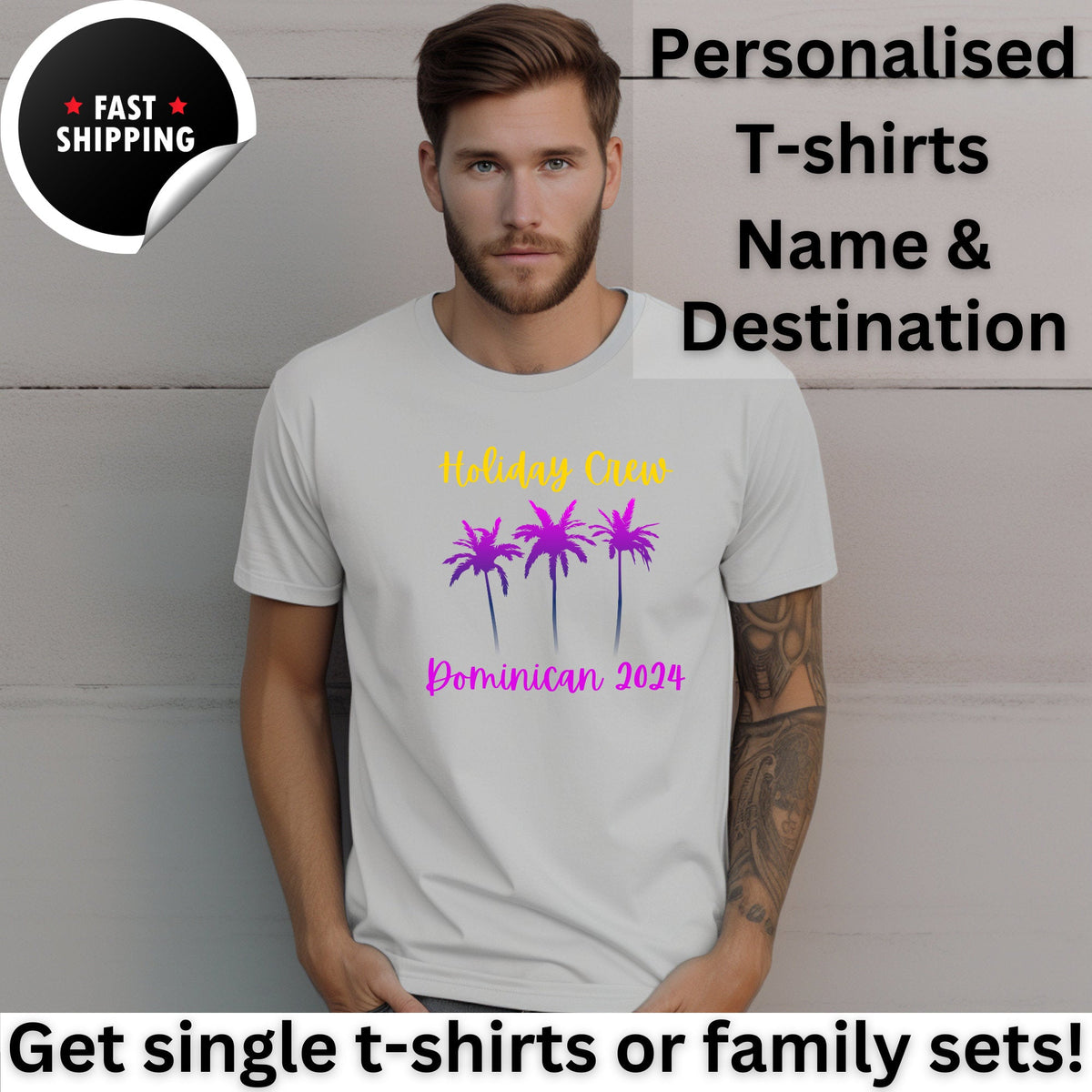 Personalised Holiday Crew Plam Tree Family T Shirts