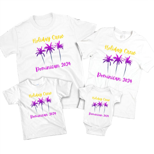 Personalised Holiday Crew Plam Tree Family T Shirts