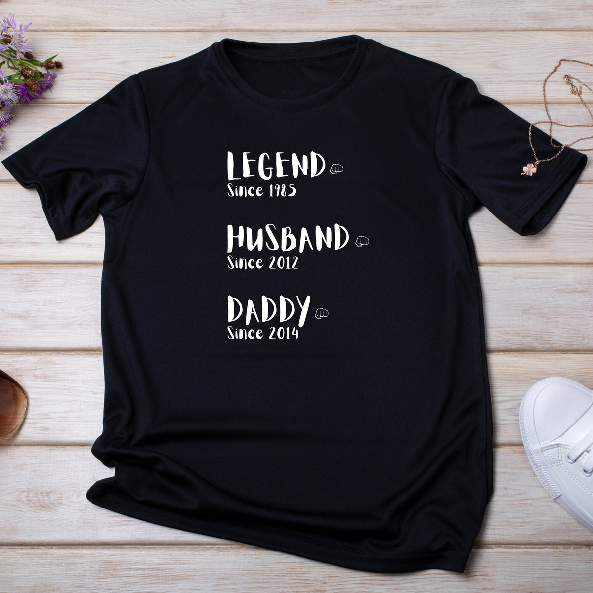 Custom Dates Daddy Name T Shirt