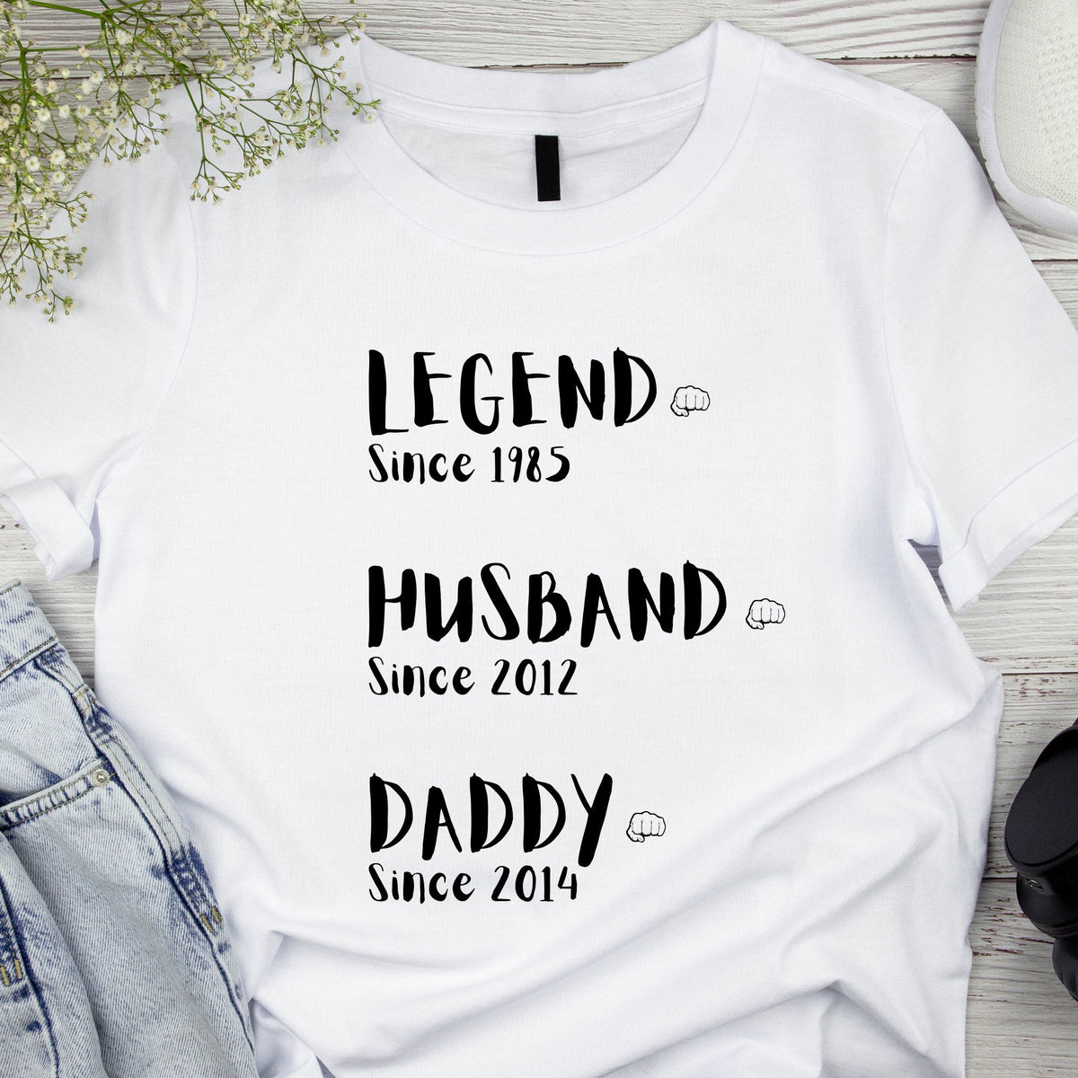 Custom Dates Daddy Name T Shirt
