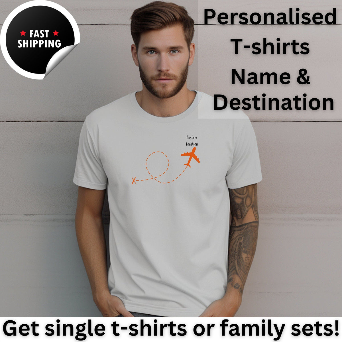 Personalised Flight Location Family Travel T Shirt