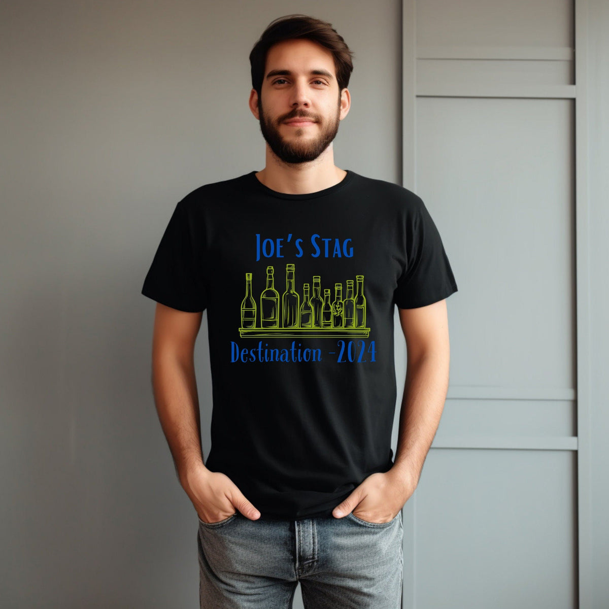 Personalised Loes Stag Beer Bottles T Shirts