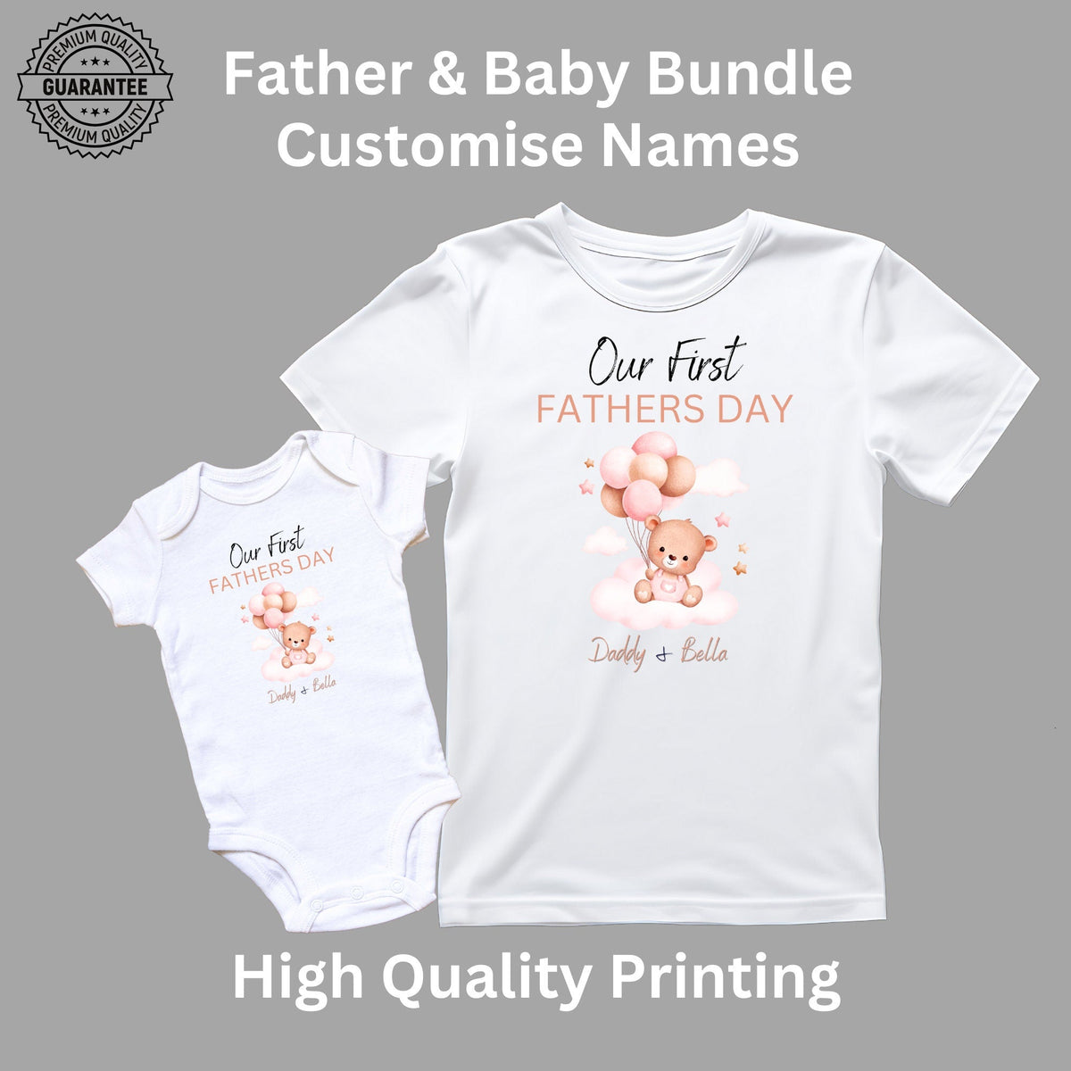 Personalised Our First Father's Day matching T Shirt