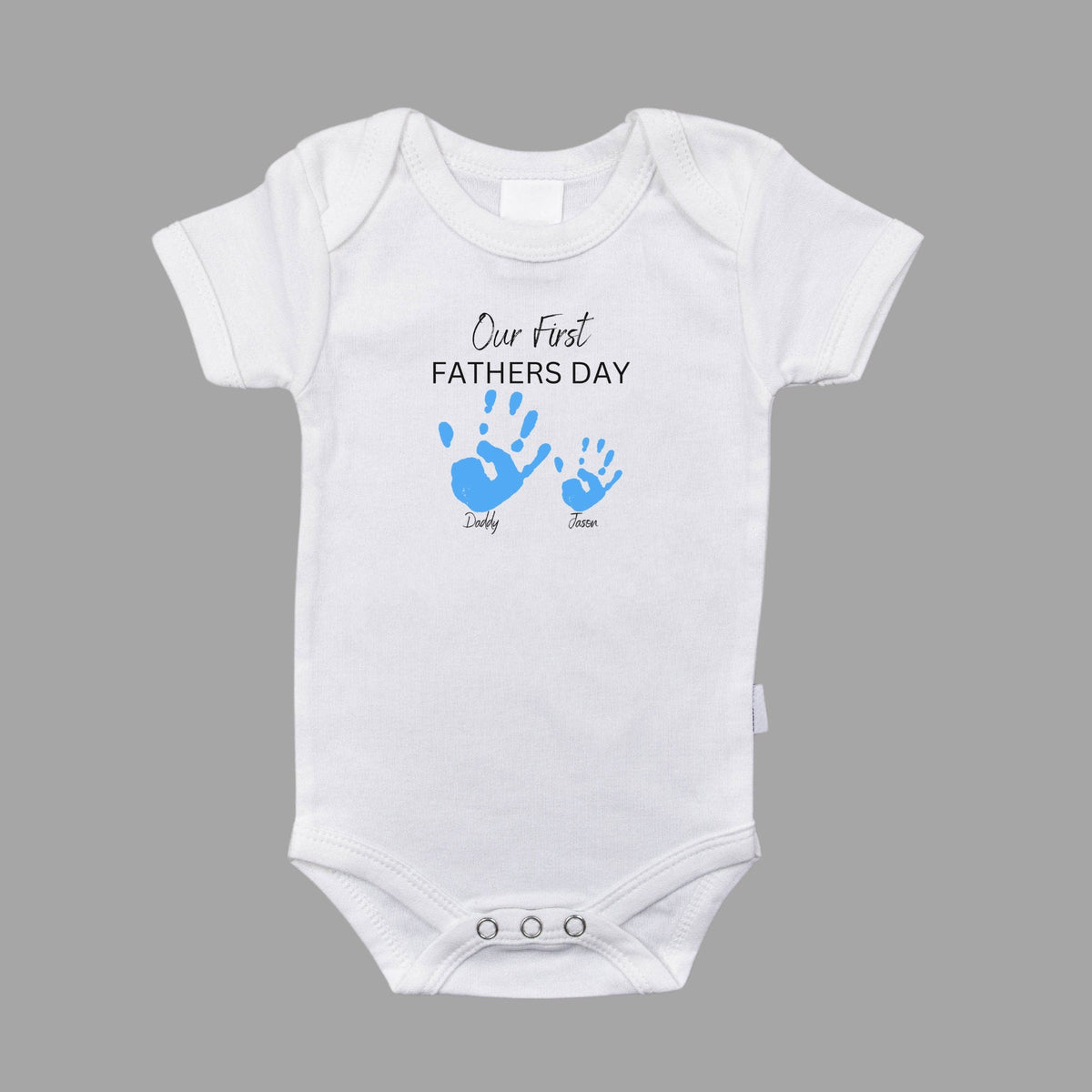 Perosnalised Our First Father's Day Handprint Matching Shirts