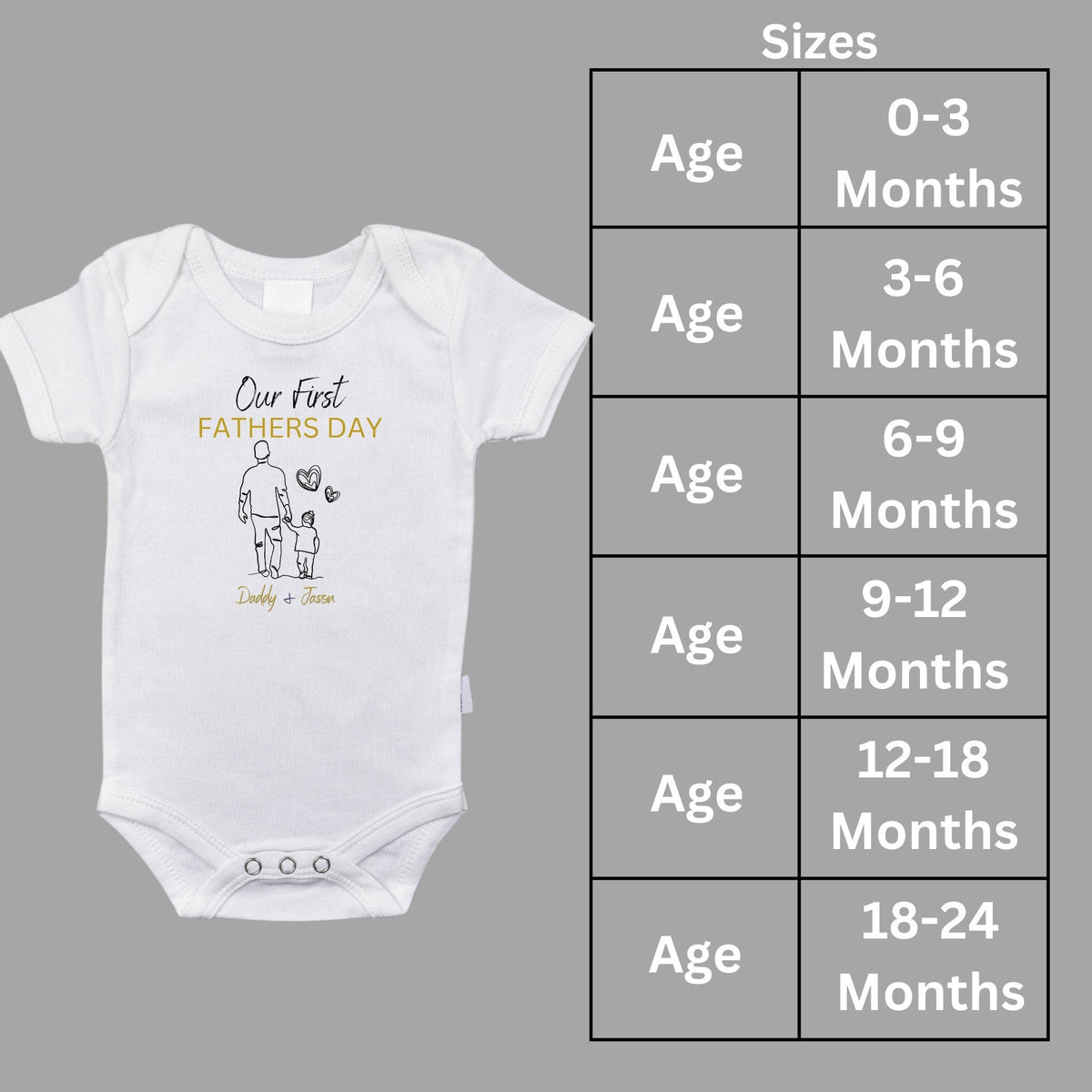 Personalised Our First Father's Day Baby Grow Shirts