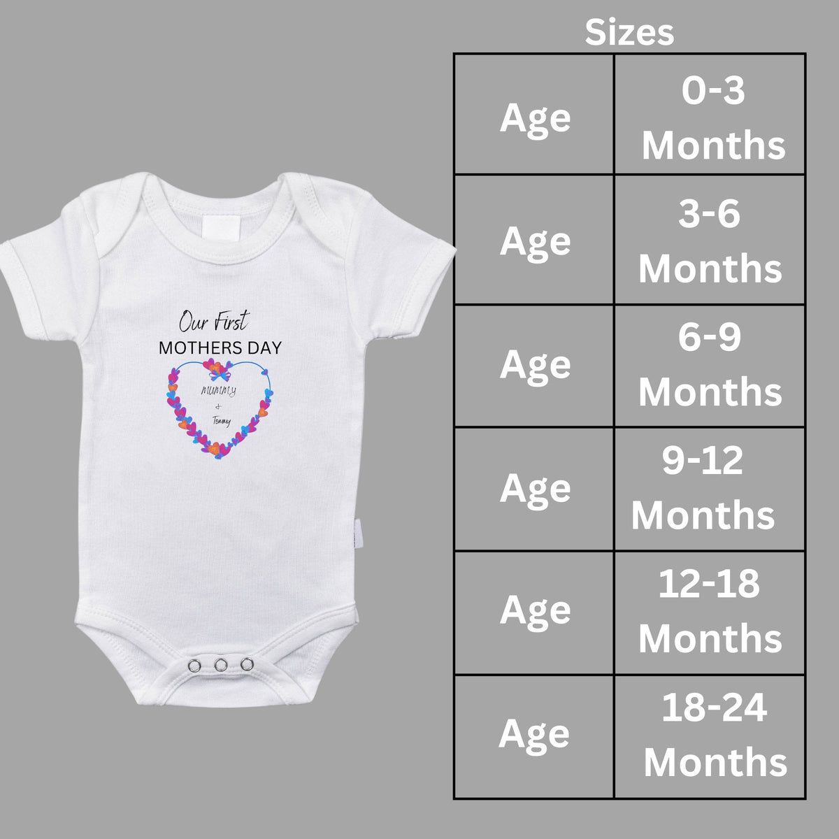 Personalised Our First Mothers Day Matching Heart T Shirts