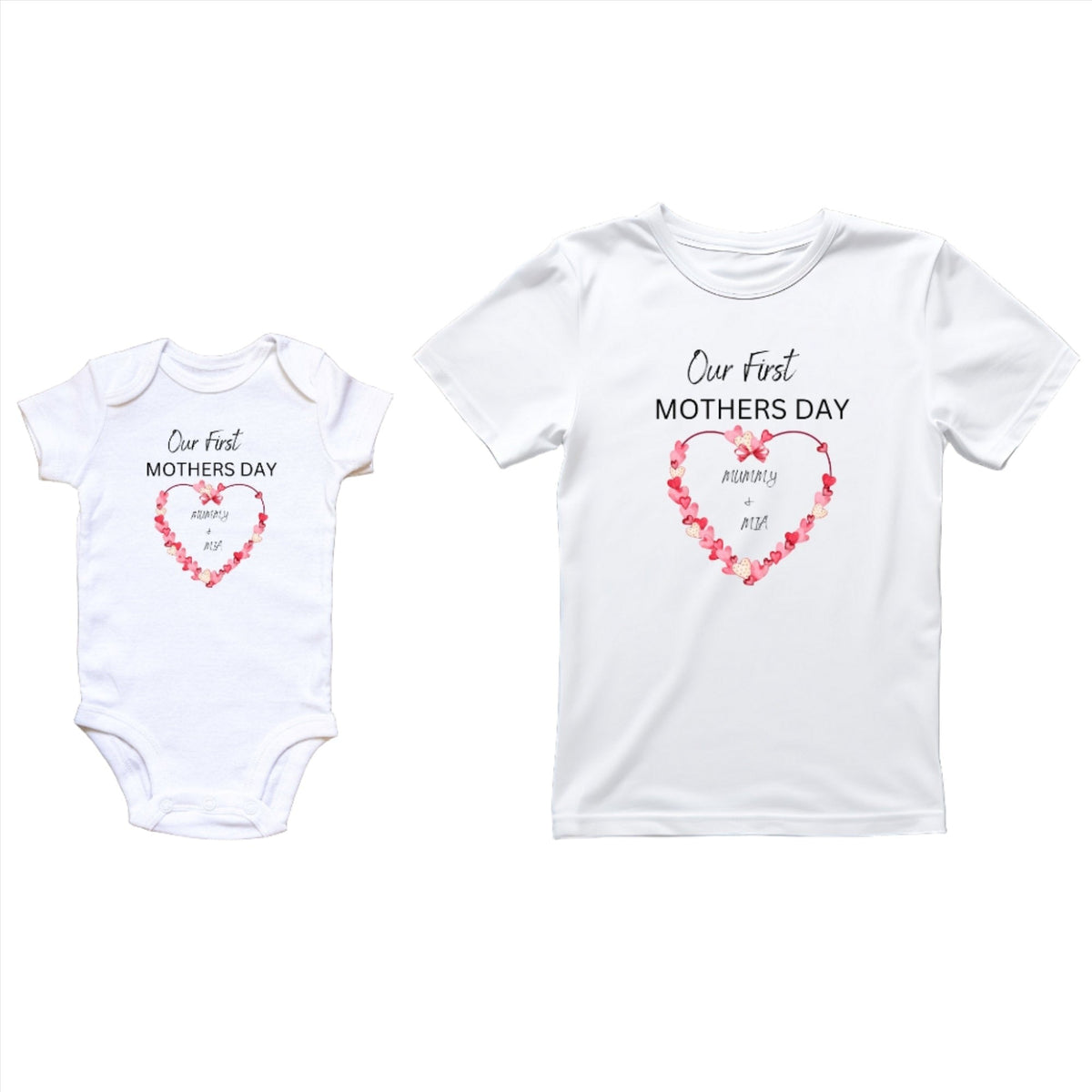 Personalised Our First Mother's Day Red Heart T Shirt